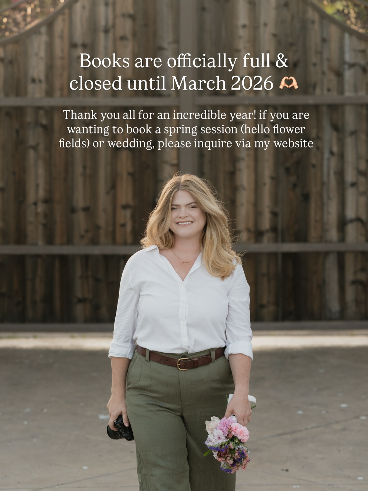 This year was seriously so special 🥺 thank you for letting me into your most treasured memories! My books are officially full & closed until the Spring. So if you’re looking for those sweet spring sessions in the wildflowers or are having a wedding after March 2026 — I’m your gal 🫶🏻 Inquire via my website and we’ll get your spot reserved!
