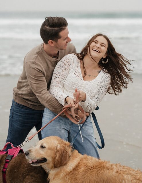 Storytime you don’t want to miss: When Elana asked if they could bring their dogs along for their session I was absolutely on board! It may have been slightly worrisome when one of them took off into the waves and had no intention of stopping until reaching Catalina Island but honestly, it made for the funniest story and the cutest photos. That is real life and we got to capture it! Shout out to our hero husband of the day who literally went into the ocean in his full jeans to bring his dog back – all with a smile still on his face. Swipe to see the hilarious moments and how proud our dog friend was of himself. 

———
#sandiegophotographer #sandiegocouplesphotographer #sandiegoweddingphotographer #delmarphotographer #sandiegoengagement San Diego couples photographer, Del Mar couples photographer, San Diego engagement photographer, Del Mar engagement photos, San Diego wedding photographer, couples photoshoot San Diego, engagement session San Diego, beach couples photos San Diego, Del Mar beach engagement session, and Southern California couples photographer Del Mar photo locations, best engagement photo locations San Diego